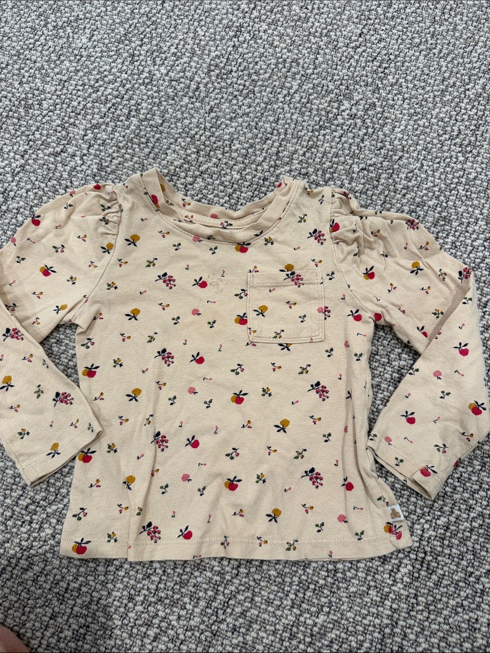 Gap Kids Long-Sleeve Cream Floral & Fruit Print Top